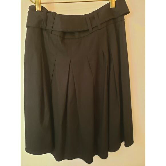 Cache Womens Black Pleated Knee Length Linen Blend Skirt with Cloth Belt Small - Picture 5 of 5